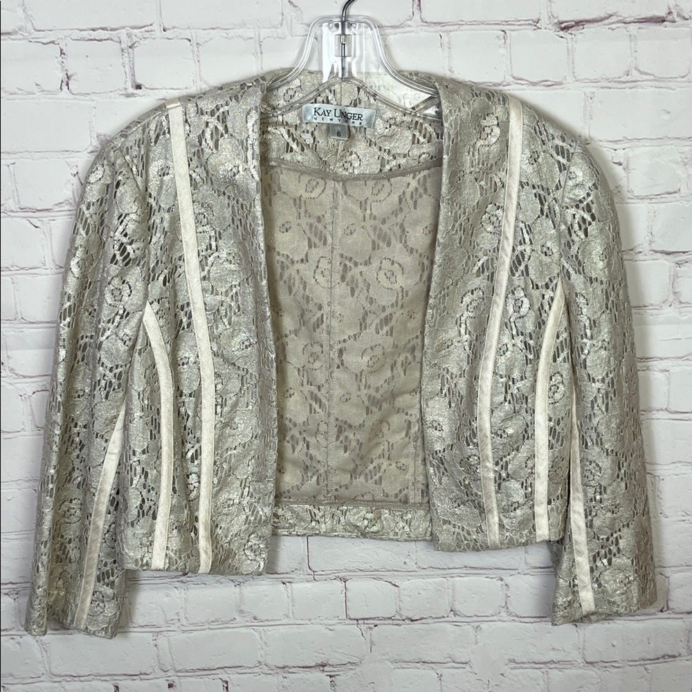 Kay Unger Champagne Lace Cardigan Jacket